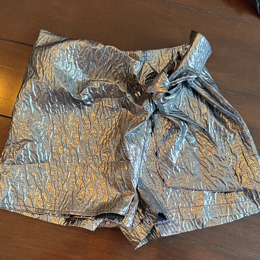 Metallic Silver Women's Skort